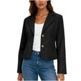 thumbnail image 2 of purcolt Women's Business Casual Croppped Blazer Long Sleeve 2 Button Open Front Lapel Collar Stretchy Work Office Suit Jacket, 2 of 9