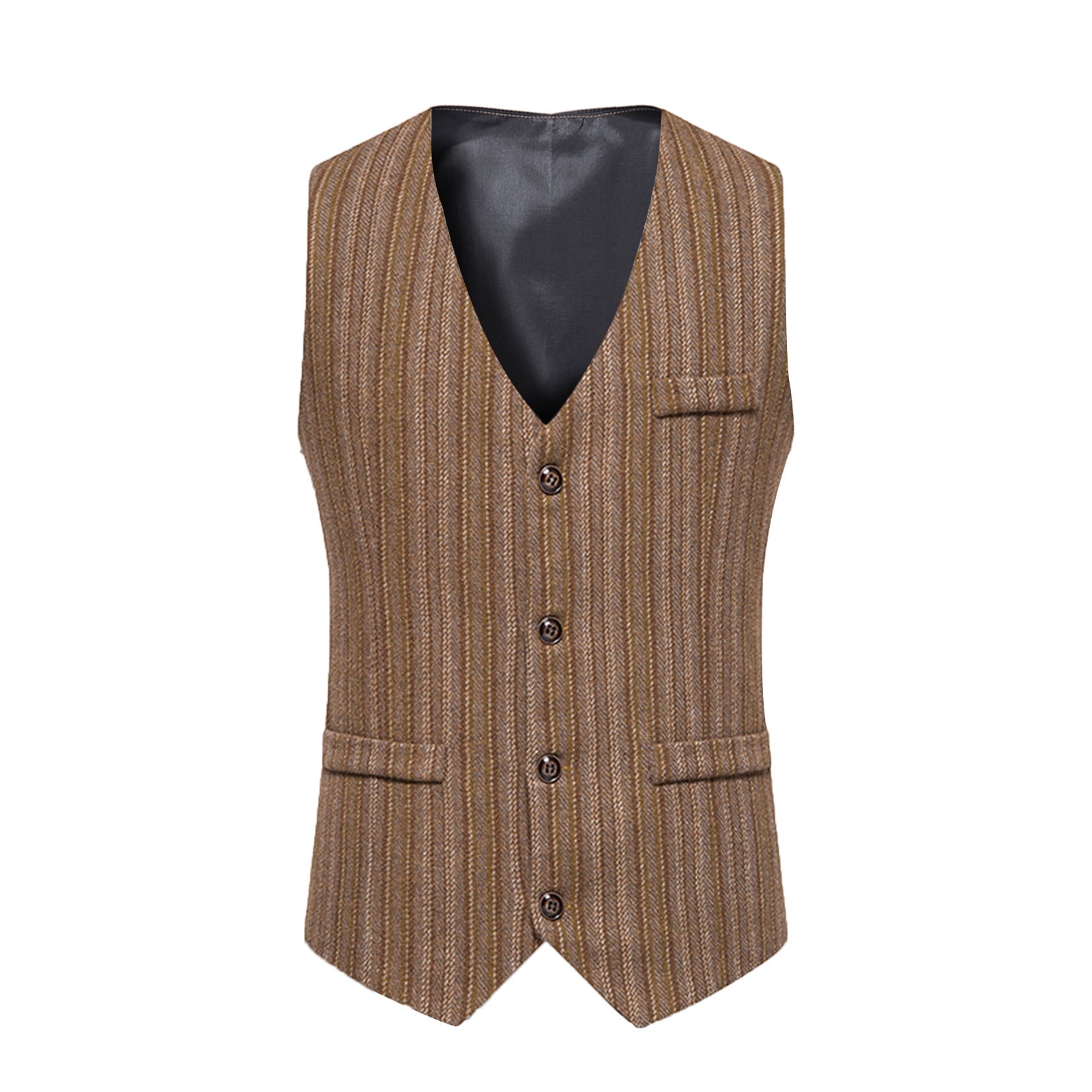 TMOYZQ Men's Retro Stripe Herringbone Tweed Wool Formal Suit