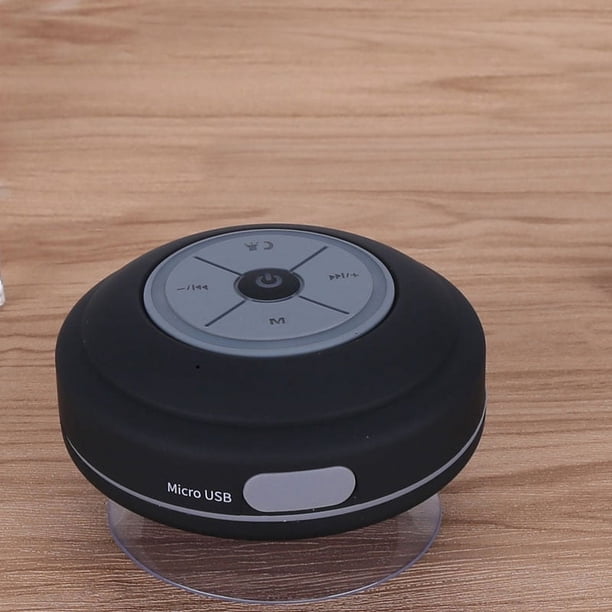 Altavoz de ducha Bluetooth LED negro con radio FM Altavoz de ducha inalámbrico portátil con ventosa Micrófono incorporado Altavoz Bluetooth impermeable para baño Playa al aire libre