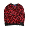 Womens Soft Red & Black Leopard Cheetah Print Holiday Sweater X-Large Petite