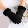 thumbnail image 1 of Under $10 Gloves Mittens Black Ladies Fashion Warm Gloves Outdoor Riding Driving Solid Color Plus Fleece Touched Screen NonSlip Gloves, 1 of 4