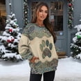 thumbnail image 3 of Yuyamidu Womens Paw Print Hoodies Crewneck Sweaters Comfy Winter Wear, Size L, 3 of 7