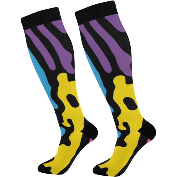 GZHJMY Zebra Compression Socks, Women Men Long Stocking (20-30mmHg), Travel Knee High Stockings for Athletic Sports,Running,Cycling,Nursing