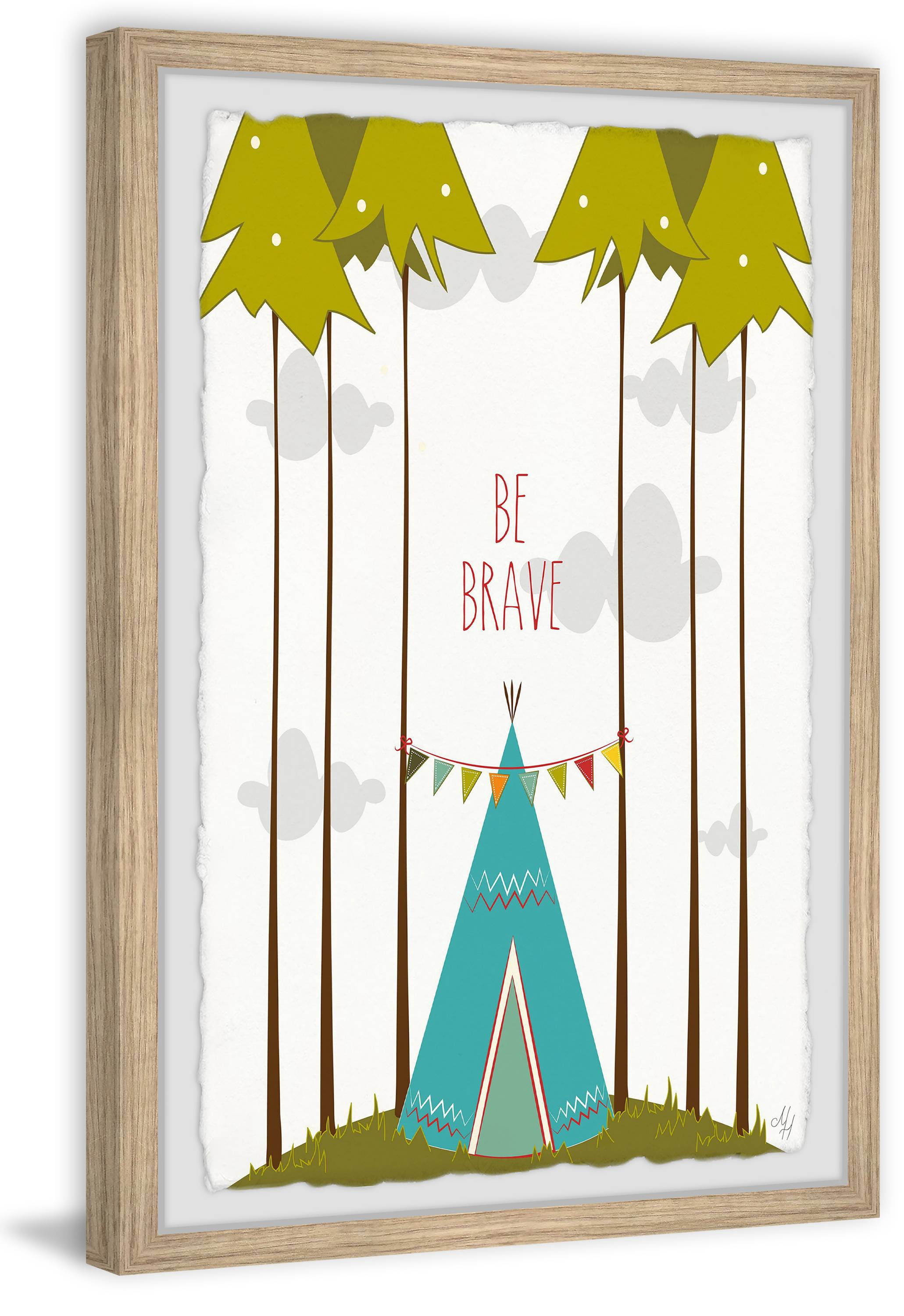 Marmont Hill Blue Tee Pee By Karen Zukowski Framed Wall Art, 12.00" x 1.50"