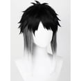 thumbnail image 2 of Peluca de cosplay mitad Akutagawa para hombre, mitad blanca mezclada, negra, 2 of 6