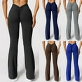 thumbnail image 7 of Womens Pants Ladies Scrunch Flare Legging V Back Lift Wide Leg High Waist Gym Workout Yoga Pant Yoga Pants Women Black M, 7 of 7
