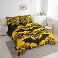 thumbnail image 3 of Manfei Halloween Gothic Bat Bedding Comforter Set 7pcs, Bohemian Damask Flower Print Queen Bedding Sets, Mystic Hippie Western Reversible Queen Sheet Sets, Microfiber Bedroom Decor, 3 of 7