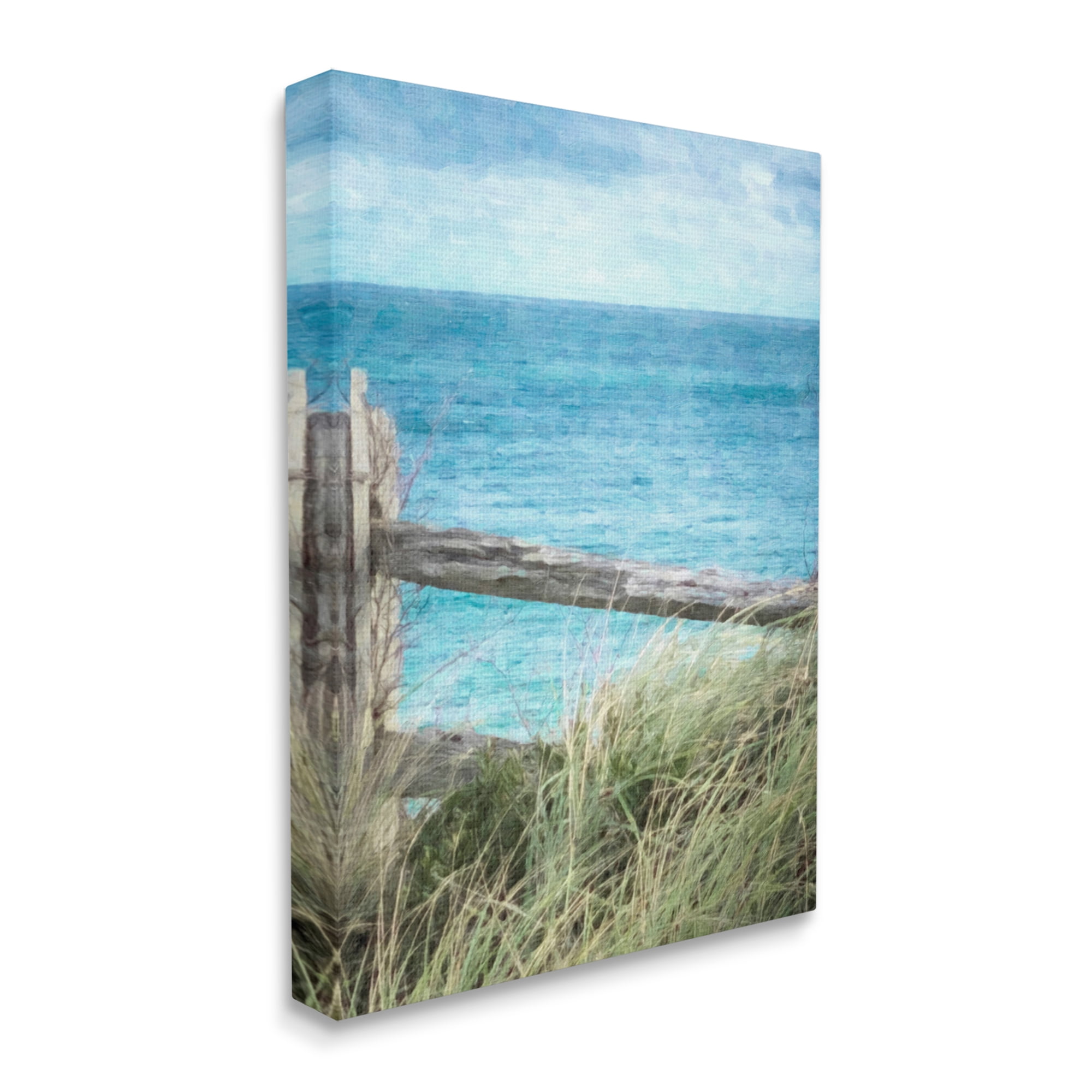 Stupell Industries Waterfront Beach Fence Nature Photography Gallery Wrapped Canvas Print Wall Art, 36 x 48