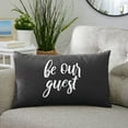 thumbnail image 4 of Sunbrella Indoor Single Embroidered Pillow - "Be Our Guest" Gunmetal Grey, 4 of 5