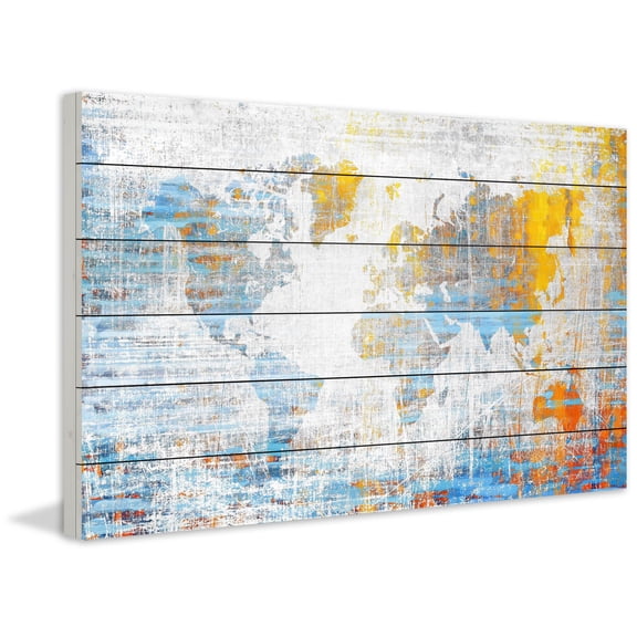"Continental Journey" Painting Print on White Wood