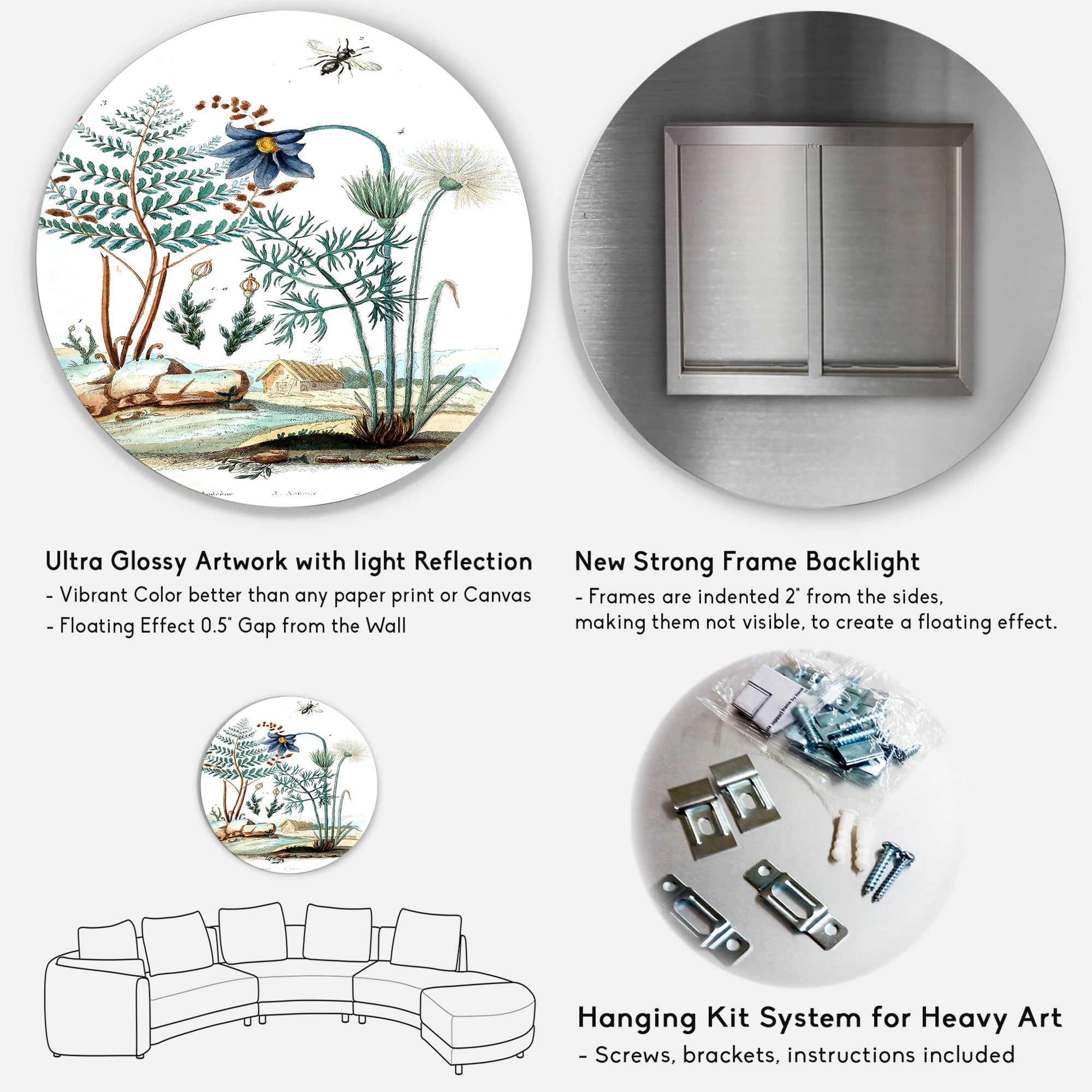Designart 'Ancient Ancient Countryside Animals' Farmhouse Circle Metal Wall Art 29x29 - Disc of 29