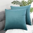 thumbnail image 2 of PiccoCasa 18"x18" Euro Velvet Throw Pillow Covers Pack of 2, Teal Blue, 2 of 8