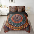 thumbnail image 2 of Manfei Bohemian Mandala Bedding Comforter Set 7-Piece for Girls Women, Hippie Floral Flower Full Bedding Set, Orange Purple Fitted Sheet Flat Sheet, Microfiber Bedroom Decor, 2 of 8