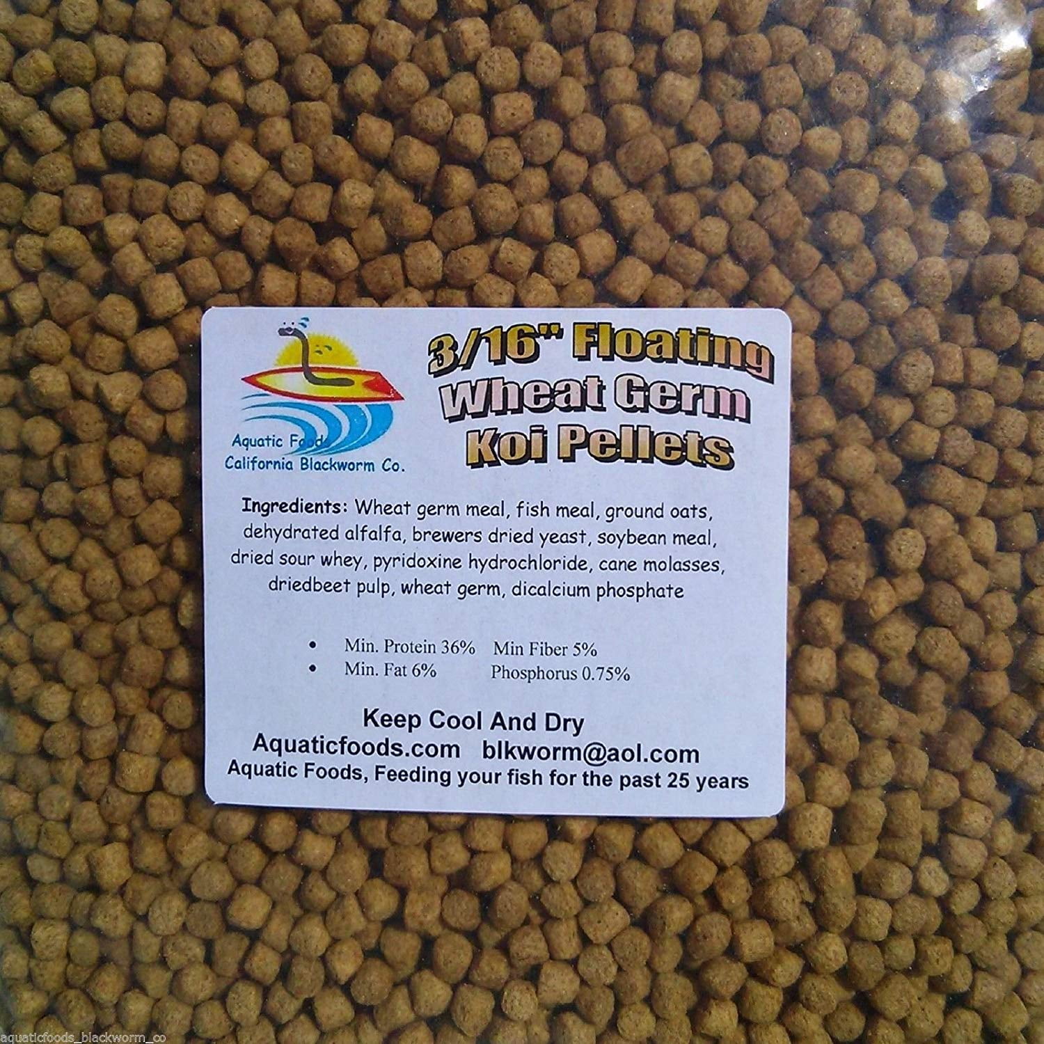 Aquatic Foods Wheat Germ Koi & Pond Fish 3/16" Floating Pellets - 5-lbs