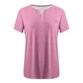 thumbnail image 2 of Yubnlvae Solid V-Neck Pocket T-Shirt - Soft Cotton Basic Top for Work & Casual Outings (Everyday Essentials), Women's V-Neck Solid Color T-Shirt Loose Fit Pocket Casual Basic Top, Pink, Xxl, 2 of 5