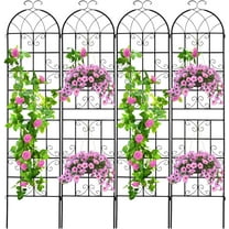 SHZOND 4 Pack 86.2 x 19.7 in Metal Garden Trellis for Climbing Plants, Black Metal Garden Trellis for Vines Plant Rose Flowers Vegetables Support, Large Decorative Outdoor Trellis