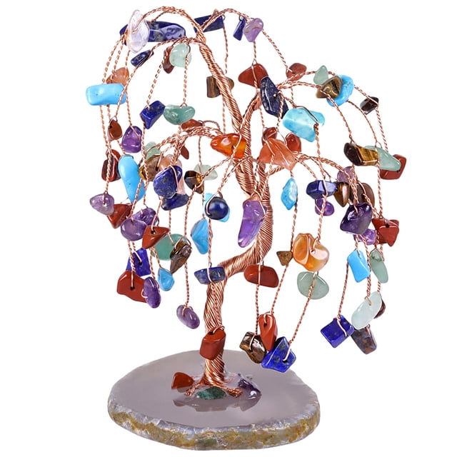 Wosthever Árbol de dinero con cristales, regalo único y considerado para los seres queridos, árbol de piedras de cristales curativos Decoración del hogar colores