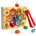 thumbnail image 1 of Juguete de habilidad motora fina para niños pequeños, juego de combinación de abeja a colmena, rompecabezas de clasificación de colores Montessori hecho de madera, juguete de regalo educativo Sincero Electrónica, 1 of 4