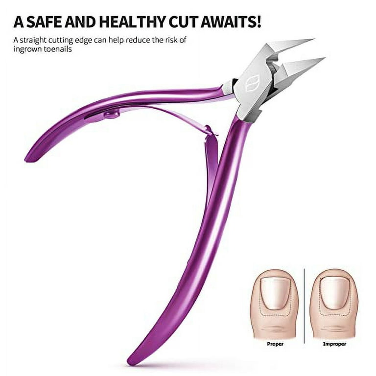 FERYES Toenail Clipper Straight Blade for Ingrown and Thick Nails - Stainless Steel and Sharp Pointed Tip Ingrown Nail Clipper Wide Jaw Toe Nail