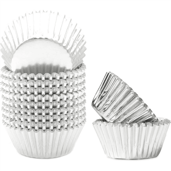Mini 500pcs Silver Foil Cupcake Liners for Baking Cups Thick & Sturdy, Oil Resistance, pwm25