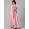 thumbnail image 6 of Janasya Women's Indian wear Pink Poly Silk Gold Print Party Wear Crop Blouse and 3/4 Sleeve Round Neck Lehenga Choli, 6 of 9