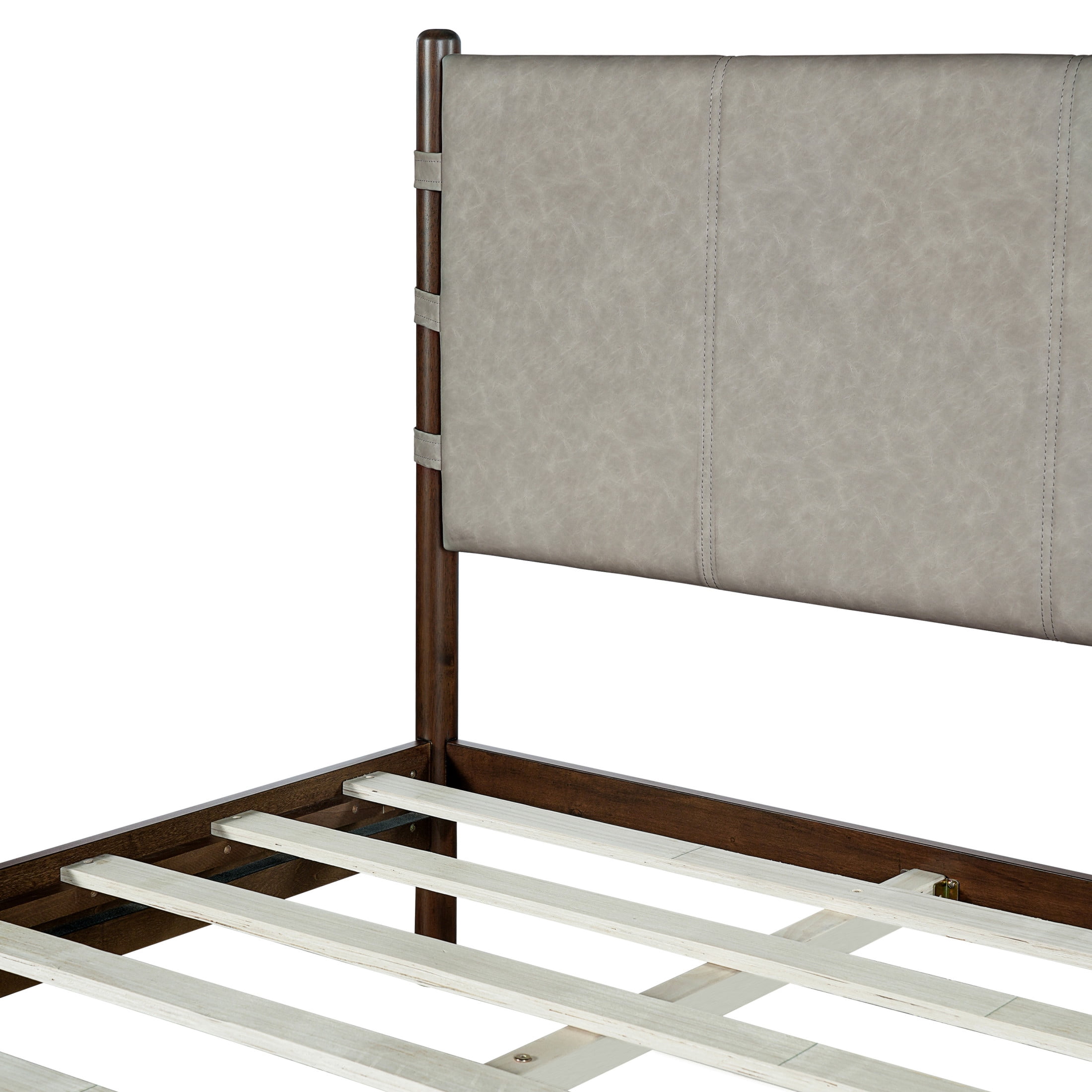 Christopher Knight Home 3-Piece Modern King Bed Frame with 2 Nightstands and Headboard, Walnut+Light Gray