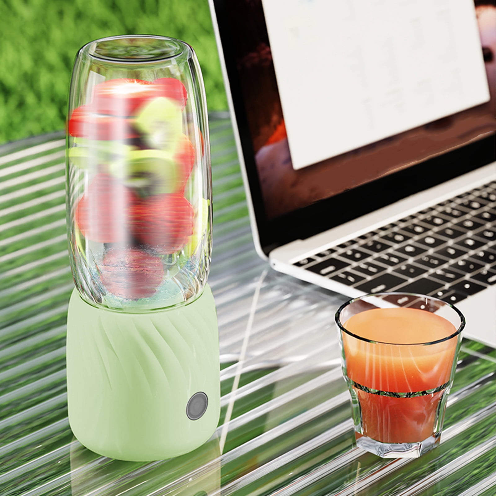 Portable USB Rechargeable Blender Juicer Mini Fruit Juicer Machine For Shakes Smoothies Travel Outdoor Green 350ml