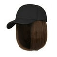 thumbnail image 2 of Blueek Straight Short Bob Wig Baseball Wigs Women's Short Bob Wigs Baseball Cap with Hair Girls Wig Hats Straight Hair Wavy Natural dark brown, 2 of 7