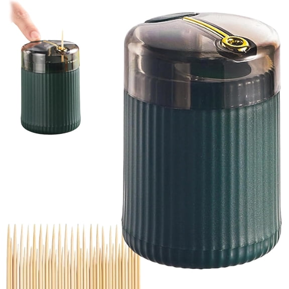 Pop-Up Automatic Toothpick Dispenser,Luxury Push-Button Design,Transparent Visible Lid,Detachable Base,Includes 100 Toothpicks,Compact Portable Holder