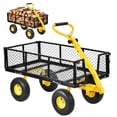 thumbnail image 2 of Steel Garden Cart, Heavy Duty Utility 900 LBS Capacity Carts with Removable Mesh Sides to Convert into Flatbed, 240° U-Turn 10" Pneumatic Tires Garden for Lawn Camping Farm Yard, 2 of 9
