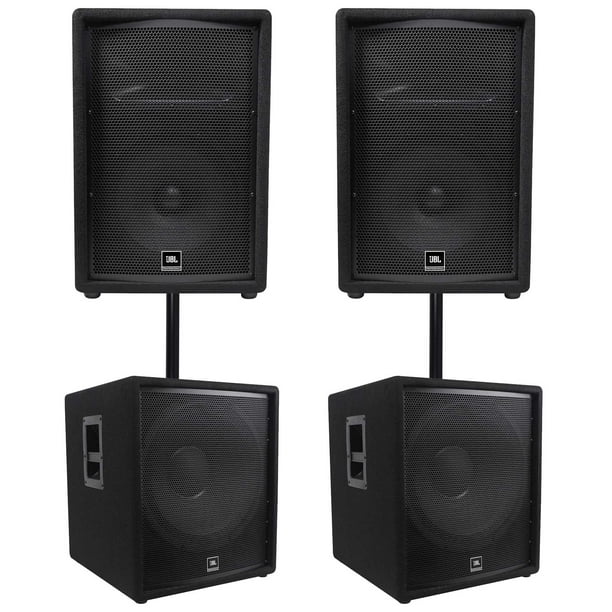 (2) JBL JRX212 1000w 12" 2Way DJ P/A Speakers+(2) 18" 1400w Subwoofers