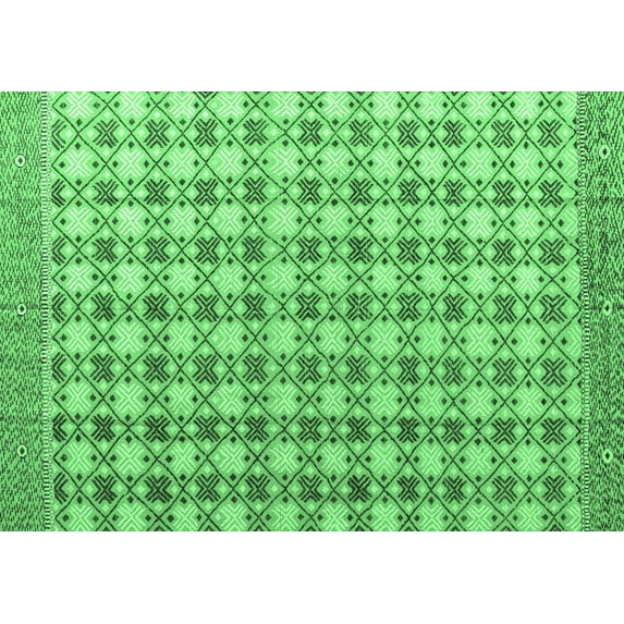 Ahgly Company Indoor Rectangle Abstract Emerald Green Modern Area Rugs, 2' x 4'