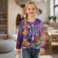 thumbnail image 4 of Xixirimido Cartoon Dragon Pumpkin Floral Pattern Girls Casual Tunic Tops Tie-hem Long Sleeve Loose Soft Blouse T-Shirt Cute Graphic Girls Shirts, Size 7-8, 4 of 7