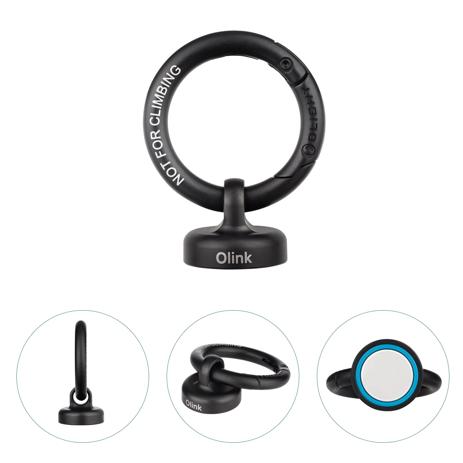 Stainless-Made Carabiner-Style Ring Obulb Series Black OLIGHT OLINK Portable Magnetic Hook Compatible with Olight Flashlights 