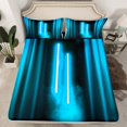 thumbnail image 2 of Feelyou Glitter Cyan Lines Twin Sheet Sets for Kids, Neon Gradient Lightning Twin Fitted Sheet, Modern Fashion Abstract Flat Sheet, Super Cozy Room Decor, 3 Pieces, 2 of 7