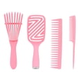 thumbnail image 1 of 5 uds cepillo para desenredar masaje del cuero cabelludo pelo liso peine hueco cepillo de pelo de cola de rata conjunto rosa, 1 of 5
