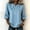 Blue, variant on Women's Long Sleeve TShirt Five Quarter Sleeve Casual Top for Women Round Neck Three Jade Buttons Loose Fit Vintage Pullover