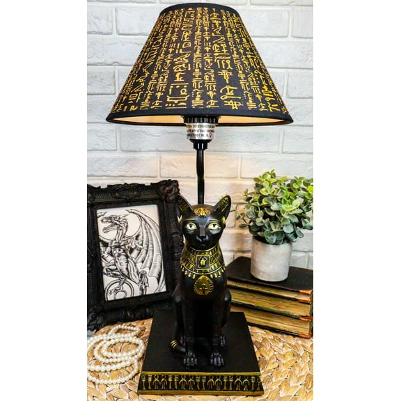 Ebros Egyptian Goddess Of Home Bastet Cat Table Lamp Sculpture With Shade