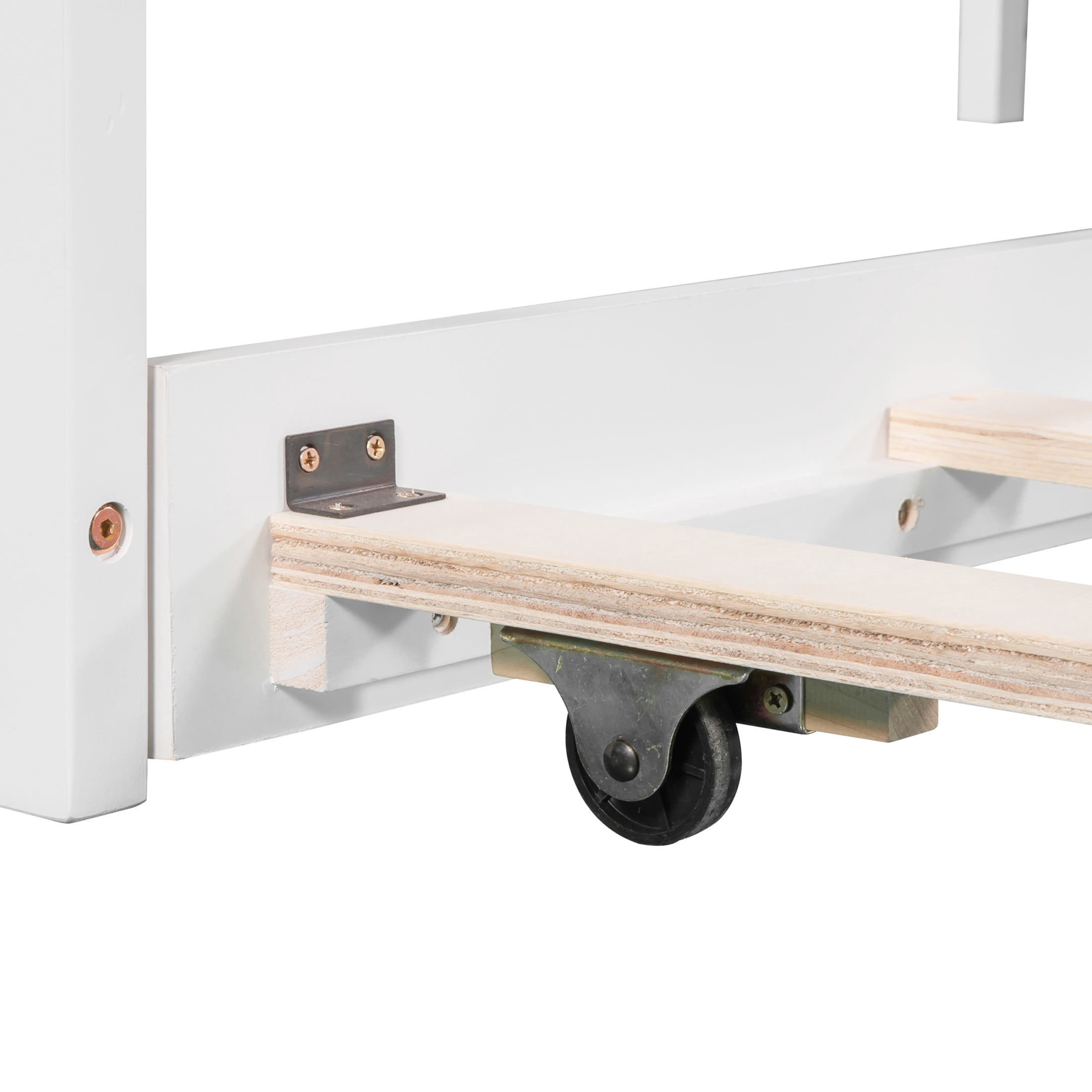 Noble House Solsto L-shaped Platform Bed with Trundle, Storage Drawers and Built-in Desk, Twin Size Corner Bed, White