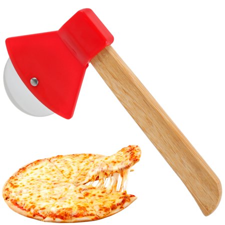

Ax Bamboo Handle Pizza Cutter Rotating Blade Home Kitchen Cutting Tool Knife Kitchen Dining Supplies
