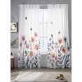 thumbnail image 2 of Spring Floral Sheer Curtains 96 Inch Length 2 Panels Set Window Treatments, Elegant Pastoral Flowers Botanical Rod Pocket Semi Curtains for Living Room/Bedroom/Kitchen Décor, 104"W x 96"L, 2 of 7