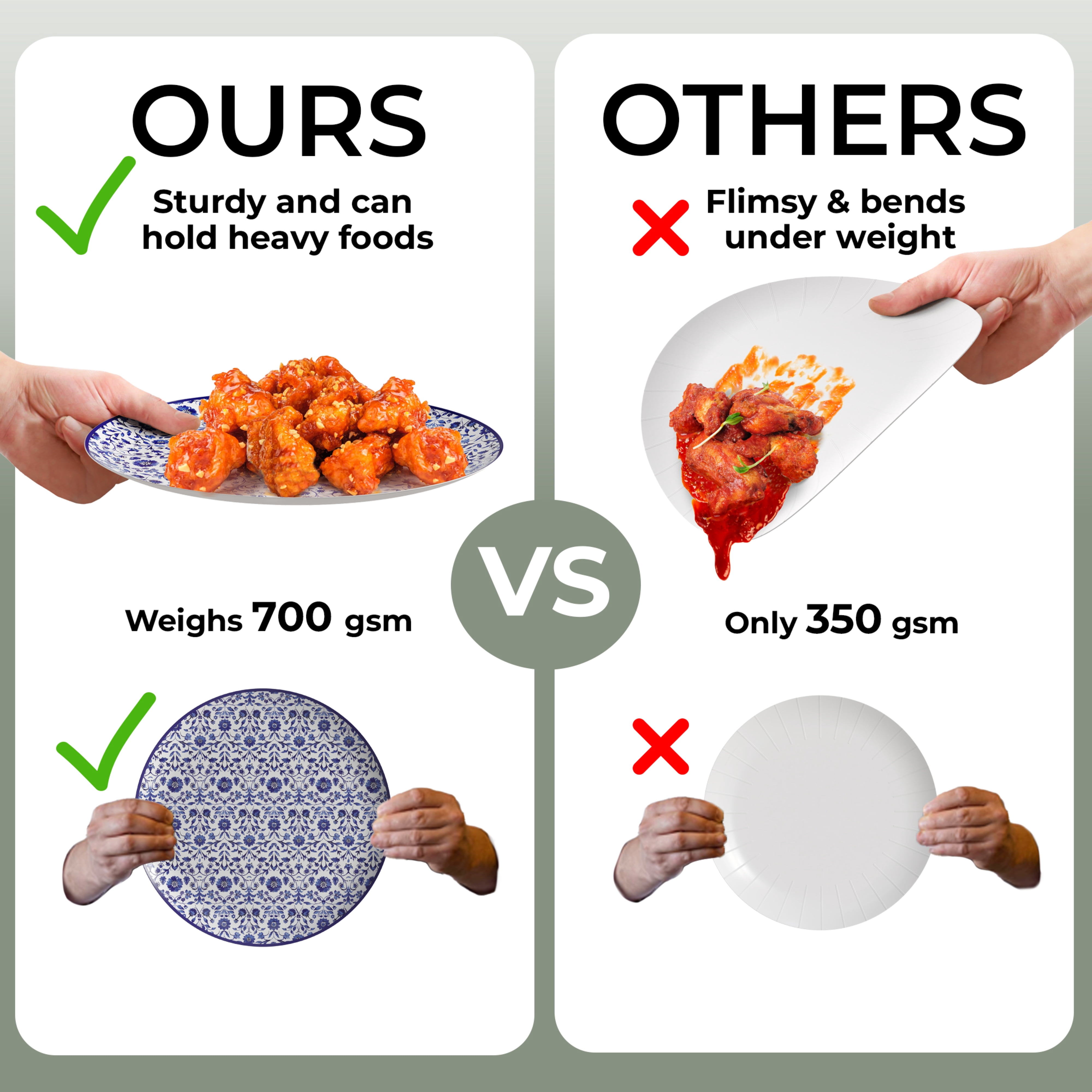 Crown Display Heavy Duty Paper Plates Set for 32 Guests, 64 Fancy Disposable Plates, Florentine