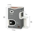 thumbnail image 2 of Dextrus 2-Tier Indoor Cat House,Modern Cat Cube Condo, Cat Cave Bed Playhouse with Scratch Pad and Hideaway Cave,17.7" L x13.7" Wx24.8" H,Gray, 2 of 9