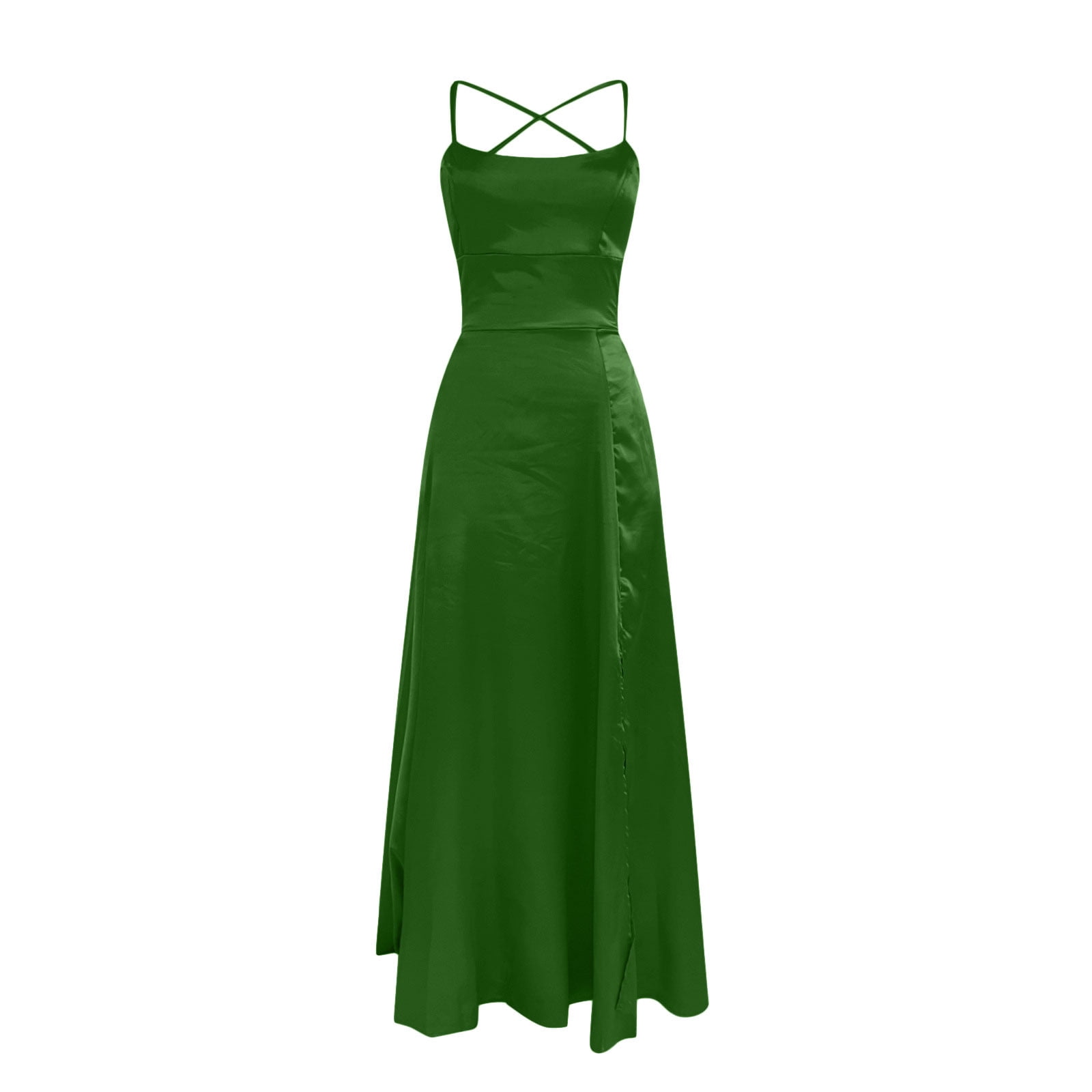 SMihono Summer Floor Length Ball Gown for Women High Waist Pleated Swing Slit Evening Party Dress Slim Sleeveless Prom Dress Flowy Solid House Dress Trendy Strap Cold Shoulder Babydoll Army Green 14 - SMihono Summer Floor Length Ball Gown for Women High Waist Pleated Swing Slit Evening Party Dress Slim Sleeveless Prom Dress Flowy Solid House Dress Trendy Strap Cold Shoulder Babydoll Army Green 14 -