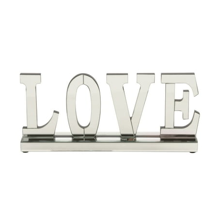 Decmode Glam 8 X 18 Inch Mirror And Wood Love Sign Table Decor