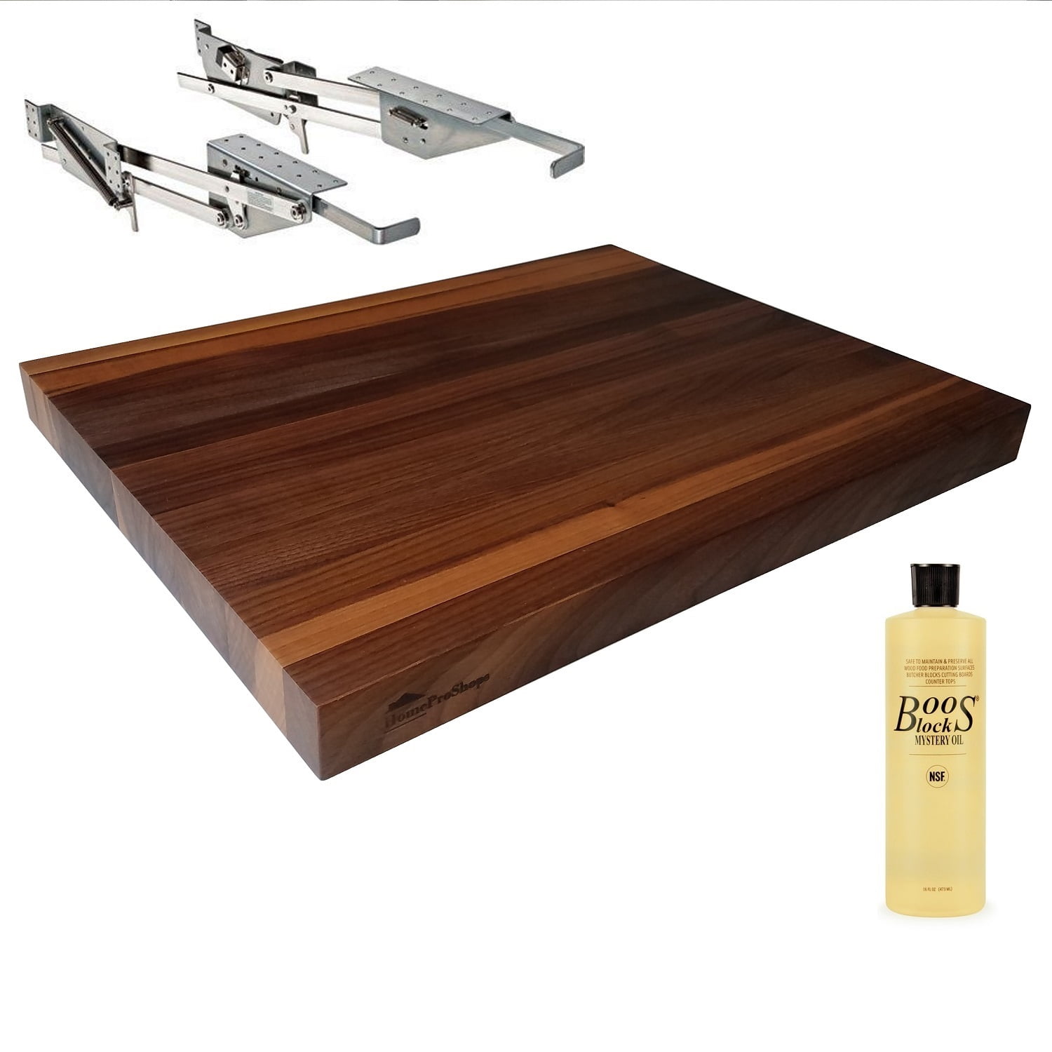 Wood Shelf Platform ONLY - 3/4 x 15 x 19 - For Revashelf RAS-ML-HDCR  Heavy Duty Mixer Lift - Maple Butcher Block - w John Boos MYSB Mystery Oil  16 oz Bottle