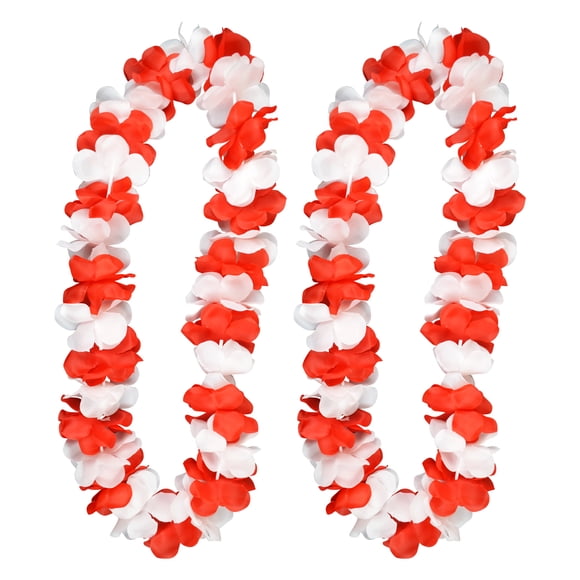 Canada 2 Count Red, White Flower Lei, 42in, Adult, Decoration, Canada Day, Way To Celebrate