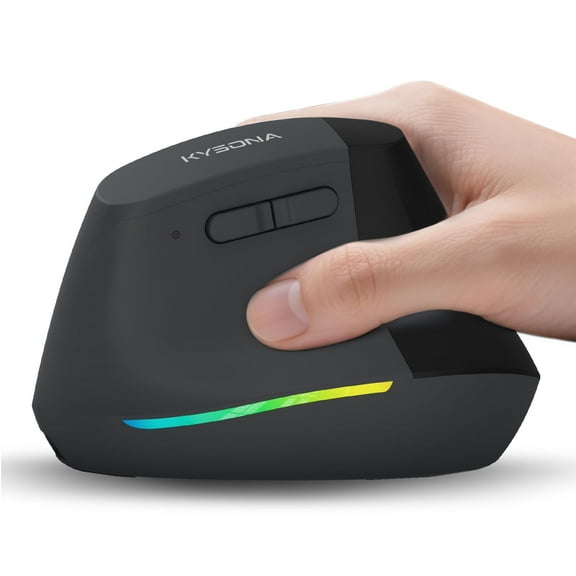 KYSONA Wireless Ergonomic Vertical Mouse, Quiet Click, 5 Level DPI, Bluetooth & 2.4G, Rechargeable, PC, Mac, Laptop, Black