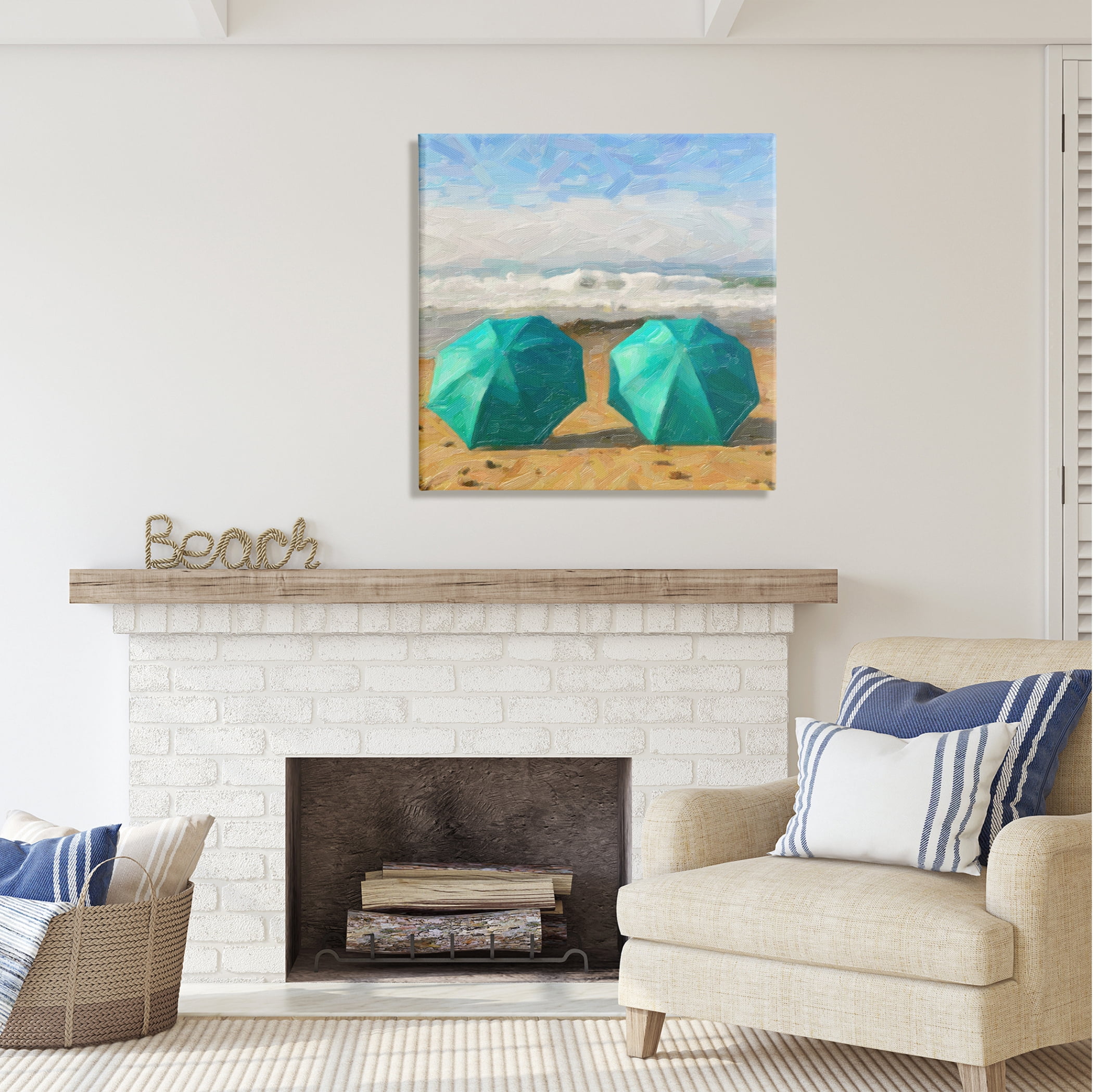 Stupell Industries Beach Umbrellas Duo Nature Painting Gallery Wrapped Canvas Print Wall Art, 30 x 30