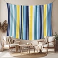 thumbnail image 2 of Blue Stripe Large Tapestry for Bedroom Wall Hanging Tapestry, Yellow Colorful Striped Modern Abstract Ceiling Backdrop Tapestries Poster Blanket Wall Decor for Teens Room Living Room Dorm 86" x 104", 2 of 8